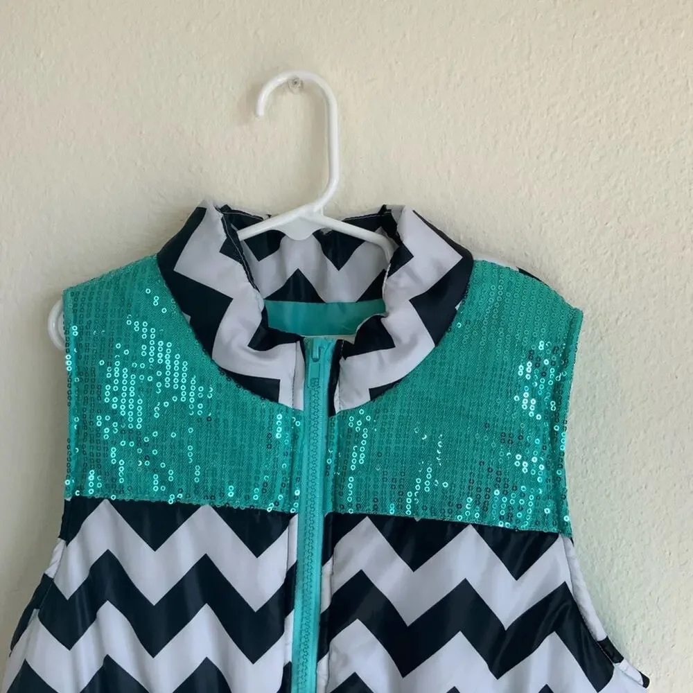 Girls Self Esteem Puffer Vest Black Multi Size XL